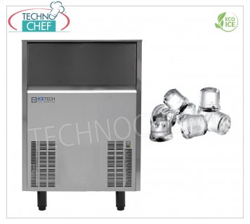 ICETECH - MACCHINA GHIACCIO in CUBETTI PIENI, Resa 62-65 Kg/24 ore, DEPOSITO 30 Kg, Professionale, mod.SS60 Macchina ghiaccio a cubetti pieni, resa 62 Kg/24 ore, deposito 30 Kg, esterno inox, raffreddamento ad aria, Gas R290, V.230/1, Kw.0,46, peso  Kg.54, dim.mm 515x645x840h