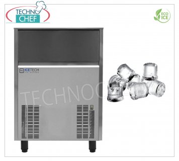 ICETECH - MACCHINA GHIACCIO in CUBETTI PIENI, Resa 82-86 Kg/24 ore, DEPOSITO 40 Kg, Professionale, mod.SS80 Macchina ghiaccio a cubetti pieni, resa 82 Kg/24 ore, deposito 40 Kg, esterno inox, raffreddamento ad aria, Gas R290, V.230/1, Kw.0,72, peso Kg.62, dim.mm 645x645x870h