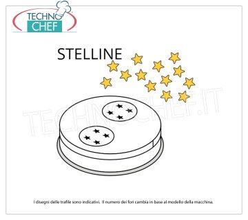 Technochef - TRAFILA STELLINE in LEGA OTTONE-BRONZO Trafila per stelline in lega di ottone-bronzo 5 mm, per mod.MPF1.5N
