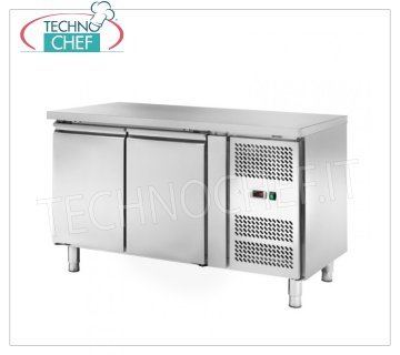 Tavolo Frigor 2 Porte, Temp.-2°/+8°C, lt.228, Ventilato, Classe C, mod.AKS2104TN Tavolo Banco Refrigetato 2 PORTE, Professionale, Linea SNACK, Temp.-2°/+8°C, capacità 228 litri, refrigerazione ventilata, ECOLOGICO in Classe C, Gas R290, V.230/1, Kw.0,22, Peso 87 Kg, dim.mm.1360x600x850h