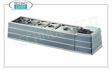 Vetrina refrigerata in ABS da banco, mm 1270x330 Vetrina refrigerante orizzontale da banco in ABS/plastica bianca, senza protezione, temp. d'esercizio +2/+10°C, bacinelle escluse, V.230/1, Kw.0,13, Peso 25 Kg, dim.mm.1270x330x230h