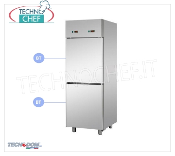 Armadio Freezer Combinato Professionale 2 1/2 porte, doppia temperatura, lt.700, Marca TECNODOM Armadio Frigorifero/Congelatore Combinato 2 mezze porte, Marca TECNODOM, struttura in acciaio inox, capacità lt.700, doppia temperatura -18°/-22°C, -18°/-22°C, refrigerazione ventilata, GN 2/1, V.230/1, Kw.0,65+0,65, Peso 150 Kg,dim.mm.710x800x2030h