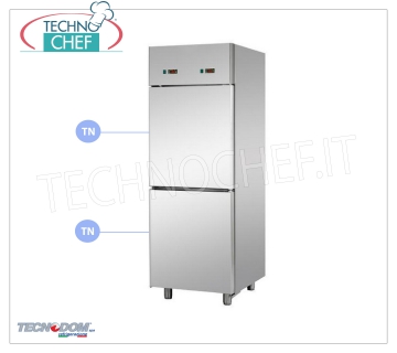 Armadio Frigorifero Combinato Professionale 2 1/2 porte, doppia temperatura, lt.700, Marca TECNODOM Armadio Frigorifero Combinato 2 mezze porte, Marca TECNODOM, struttura in acciaio inox, capacità lt.700, doppia temperatura 0°/+10°C, 0°/+10°C, refrigerazione ventilata, Gastro-Norm 2/1, V.230/1, Kw.0,385+0,385, Peso 150 Kg, dim.mm.710x800x2030h