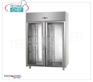 Technochef - Frigor  2 porte vetro, lt.1200, Professionale, mod.AF12EKOMTNPV Armadio Frigorifero 2 porte vetro,  lt.1200, temperatura  0°/+10°C, refrigerazione ventilata,  V.230/1, Kw.0,57, Peso 171 Kg, dim.mm.1420x700x2030h