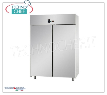 Armadio Frigo Industriale-Professionale 2 porte, lt.1400, PASTICCERIA, Marca TECNODOM Armadio Frigorifero 2 porte, Marca TECNODOM, con struttura in acciaio inox, capacità lt.1400, temperatura d'esercizio 0°/+10°C, refrigerazione ventilata, PASTICCERIA Teglie mm 600x400, V.230/1, Kw.0,57, Peso 160 Kg, dim.mm.1420x800x2030h