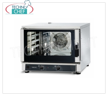 TECNODOM-Forno Convezione Elettrico 4 Teglie GN 1/1, COMANDI MECCANICI, mod. NERONE MID 4 MEC. FORNO CONVENZIONE Elettrico Ventilato, Professionale, capacità 4 Teglie Gastro-Norm 1/1 o da mm 600x400 (escluse), COMANDI MECCANICI, V.400/3 + N, Kw.5,45, Peso 79 Kg, dim.mm.840x910x670h