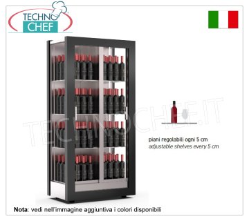 CANTINETTA-TECA per VINI capacità 128 bottiglie Verticali, Statica-Ventilata, 3 Lati Vetro, dim.mm.874x568x1865h