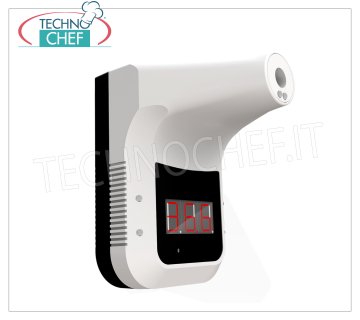 Termometro ad Infrarossi da muro Termometro ad infrarossi da muro, accuratezza di ±0.2 gradi, tempo di risposta 5 secondi, misurazione di distanza da 5 a 10 cm circa, temperatura di utilizzo tra i 10 e i 40°C, dimensioni mm.170x115x140h