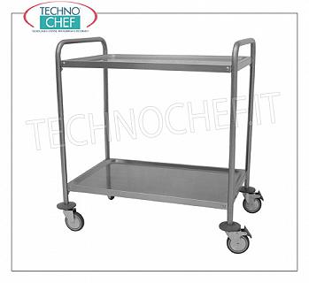 Carrelli di servizio in acciaio inox Carrello in acciaio inox AISI 304 con 2 ripiani stampati da mm 800x500,  peso 13,5 Kg, dim.mm.890x590x920h