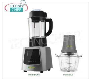 EASYLINE - Technochef, Frullatore Termico Professionale e Cutter Manuale, Mod.TM905+Q109 Frullatore con funzione cottura, EASYLINE-FIMAR, pannello touch screen, velocità 26000 giri/min, incluso di cutter manuale, V.230/1, Kw.2,2 (Kw 1,00 per motore+ Kw.1,2 per riscaldamento), dim.mm.250x195x503h