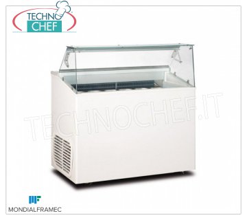 MONDIAL FRAMEC - Vetrina espositiva per gelato mantecato, lt.246, Mod.TOP6 Vetrina espositiva per gelato mantecato, MONDIAL FRAMEC, capacità 246 litri, temperatura -15°/-20°C, evaporatore STATICO a PACCO ALETTATO, V.230/1, Kw 0,42, Peso 91 Kg, dim.mm.1200x673x1175h