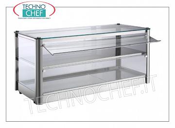 Vetrine espositive neutre da banco VETRINA ESPOSITIVA NEUTRA da banco, a 2 PIANI, STRUTTURA INOX, vetro sui 4 lati, PORTINA a CADUTA in plexiglass lato operatore, adatta per bacinelle Gastro-Norm 1/1+1/2, Peso Kg.22, dim.mm.870x370x390h