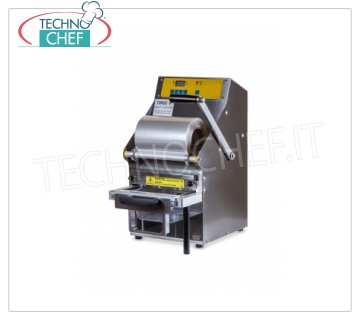 TECHNOCHEF - Termosigillatrice Manuale a Leva per Vaschette, Mod.TSM102-R TERMOSIGILLATRICE MANUALE A LEVA da banco SENZA STAMPO, per VASCHETTE PREFORMATE con MISURA MAX di mm 260x195x155h, V.230/1, kw 0,7, dimensioni mm 315x450x555h