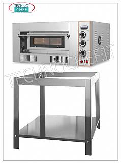 Forno pizza gas per 4 Pizze, camera da cm 62x62, Comandi MECCANICI, Forno per pizza a gas per 4 Pizze, 1 camera da mm. 620x620x155h, piano in refrattario, potenza termica 13,2 Kw, dimensioni est. mm. 1000x920x475h