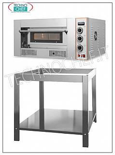 Forno pizza modulare a gas, camera da mm 620x920x155h Forno per pizza a gas 1 camera da mm. 620x920x155h, per 6 pizze diam. 300 mm., piano in refrattario, potenza termica 21,00 Kw, dimensioni est. mm. 1000x1220x475h