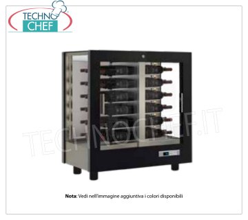 CANTINETTA-TECA per VINI capacità 48 bottiglie Orizzontali, Statica-Ventilata, 3 Lati Vetro per ISTALLAZIONE A PARETE TECA per VINI con TELAIO A CORNICE in LEGNO colore NERO OPACO, 3 LATI VETRO, cap.48 bottiglie ORIZZONTALI, Freddo STATICO o VENTILATO, temp.+4°/+16°C, per VINI BIANCHI o ROSSI, porte su 1 fronte, V.230/1, Kw.0,42, Peso 66 Kg, dim.mm.860x530x900h
