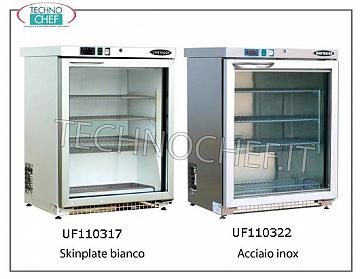 TECHNOCHEF - Armadio Freezer Professionale 1 porta vetro, lt.140, temperatura -15°/-25°C Congelatore con 1 porta vetro, roll bond, temp.-15°-25°, lt.140, skinplate bianco