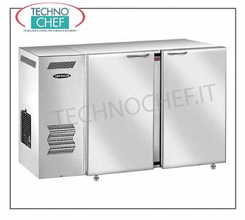 Banco frigo bar 2 porte, Ventilato, in Acciaio Inox Banco Frigo per Bar, 2 porte cieche in acciaio inox, ventilato, temp.+2°+8°, V 230/1, kW 3,81, dim. mm 1540x540x850h.