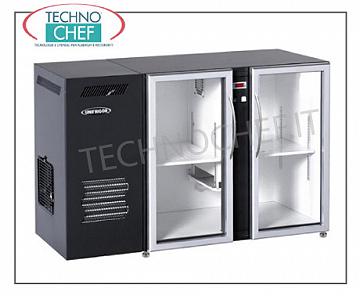 Banco frigo bar 2 porte vetri, Ventilato, in Skinplate Nero Banco frigo per bar, 2 porte vetri, ventilato, temp +2°+8°, dim. mm 1540 x 540 x 850h