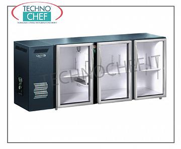 Banco frigo bar 2 porte vetri, Ventilato, in Skinplate Nero