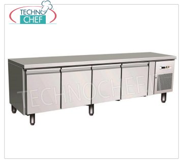 Forcar- Tavolo Frigo Refrigerato 4 porte, Temp.-2°/+8°C, lt.170, Ventilato, Mod.G-UGN4100TN