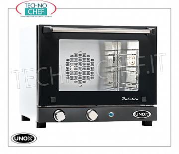 UNOX - Forno Convezione Elettrico  mod. XF003 ROBERTA, 3 Teglie cm 34,2x24,2 FORNO CONVENZIONE elettrico UNOX-Linea MICRO, Mod. ROBERTA per GASTRONOMIA e PASTICCERIA, capacità 3 TEGLIE da mm. 342x242, versione con COMANDI MANUALI, V.230/1, Kw. 2,7, Peso 16 Kg, dim.mm. 480x523x402h