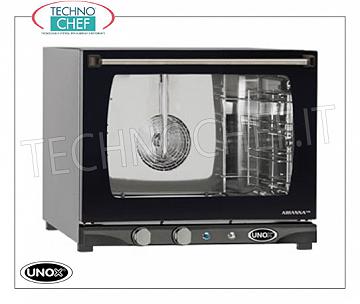 UNOX -  Forno Convezione Elettrico con UMIDIFICATORE mod. XFT133 ARIANNA, 4 Teglie cm 46 x33 FORNO CONVENZIONE elettrico UNOX-Linea MISS, per GASTRONOMIA e PASTICCERIA, capacità 4 TEGLIE da mm. 460x330, versione con COMANDI MANUALI ed UMIDIFICATORE, V. 230/1, Kw. 3,00, Peso 31 Kg, dim.mm. 600X655x509h