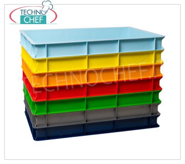 Cassetta pagnotte-impasti pizza da cm 60x40x7h, disponibili in 7 colori Cassetta portapagnottine-impasti pizza, impilabile, in polietilene alimentare, colore Celeste, dim.mm.600x400x70h