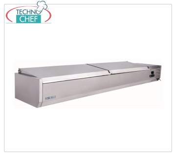 Vetrina Portaingredienti Pizza Inox, Refrigerata, Lunga cm 120, per 3 bacinelle GN 1/3+ 1 bacinella GN1/2,