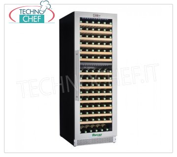 Forcar - CANTINETTA VINI VENTILATA ''ENOLO'' per 95 BOTTIGLIE, DOPPIA TEMPERATURA, Mod.G-VI180D Cantinetta refrigerata per vini, 1 porta vetro, capacità 95 bottiglie, refrigerazione VENTILATA doppia temperatura +5°/+12°C ~ +12°+20°C,  illuminazione a LED, V.230/1, Kw.0,16, Peso 94 Kg, dim.mm.710x595x1720h.