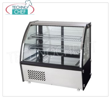 Forcar - VETRINA ESPOSITRICE REFRIGERATA, capacità lt.100, Ventilata, Classe C, mod.G-VPR100 Vetrina espositrice refrigerata da banco con vetro curvo, refrigerazione VENTILATA, temperatura +2°/+8° C, capacità lt.100, Gas ECOLOGICO R600a, Classe C, 230/1, Kw 0,15, Peso 57 Kg, dim.esterne mm.695x462x670h