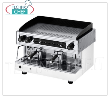 WEGA - Macchina Caffè Espresso 2 gruppi, Professionale, Semiautomatica per Bar, Linea ORION GOLD,  Mod EPU20G Macchina  Caffè espresso con 2 gruppi erogatori, Professionale,  Semiautomatica  Comandi Manuali, Marca WEGA, Linea Orion Gold, caldaia 12 lt,  2 lance vapore inox,1 prelievo acqua calda, V.230/3-400/3, Kw.3,6/3,9, Peso 84 Kg, dim.mm.720x545x515h