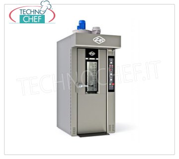 Forno Elettrico Rotativo per PANE PASTICCERIA, Mod.MINIROTORFAN40X60E FORNO ELETTRICO ROTATIVO per PANE PASTICCERIA, capacità 15/18 teglie da mm 400x600, V.400/3, Kw.23,5, Peso 650 Kg, dim.mm.980x1500x2020h